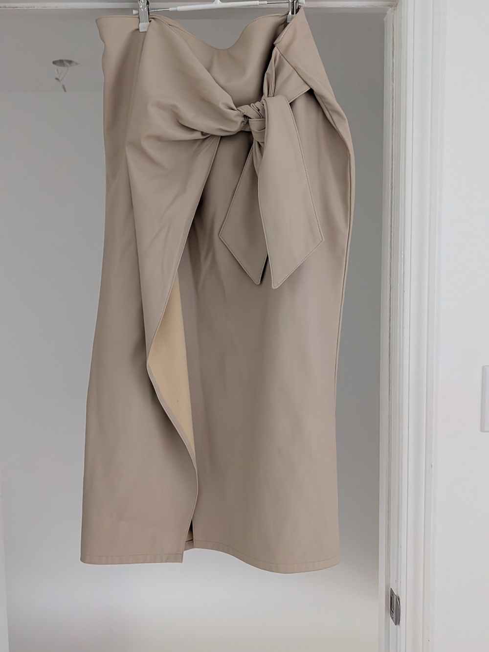 ASOS Beige Tie-Front Midi Skirt